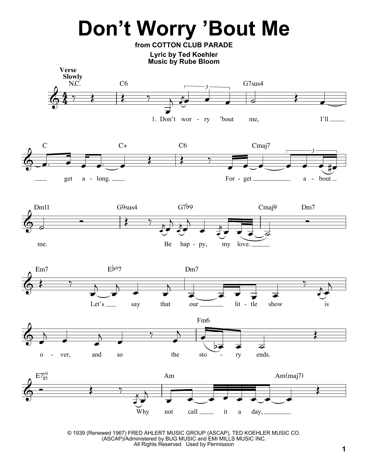 Download Billie Holiday Don't Worry 'Bout Me Sheet Music