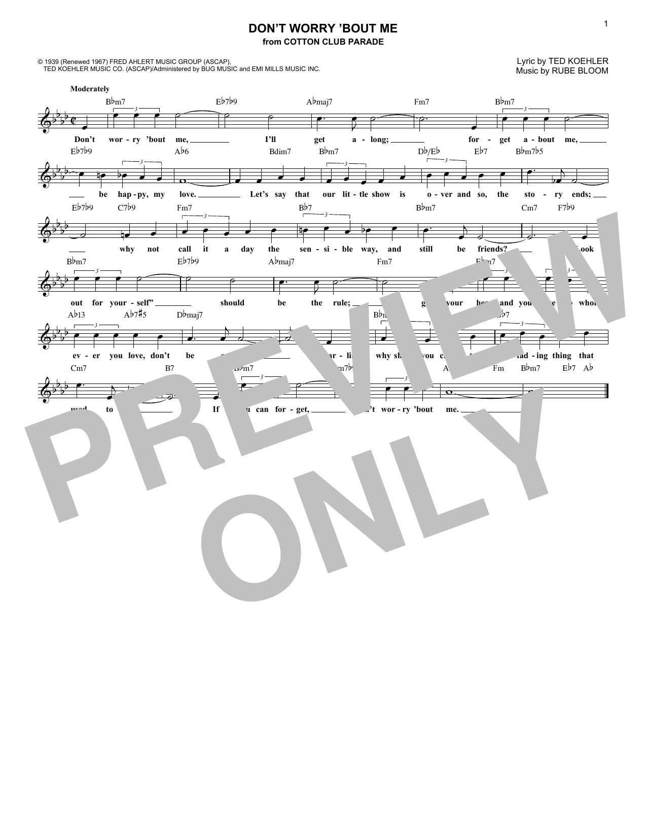 Download Frank Sinatra Don't Worry 'Bout Me Sheet Music