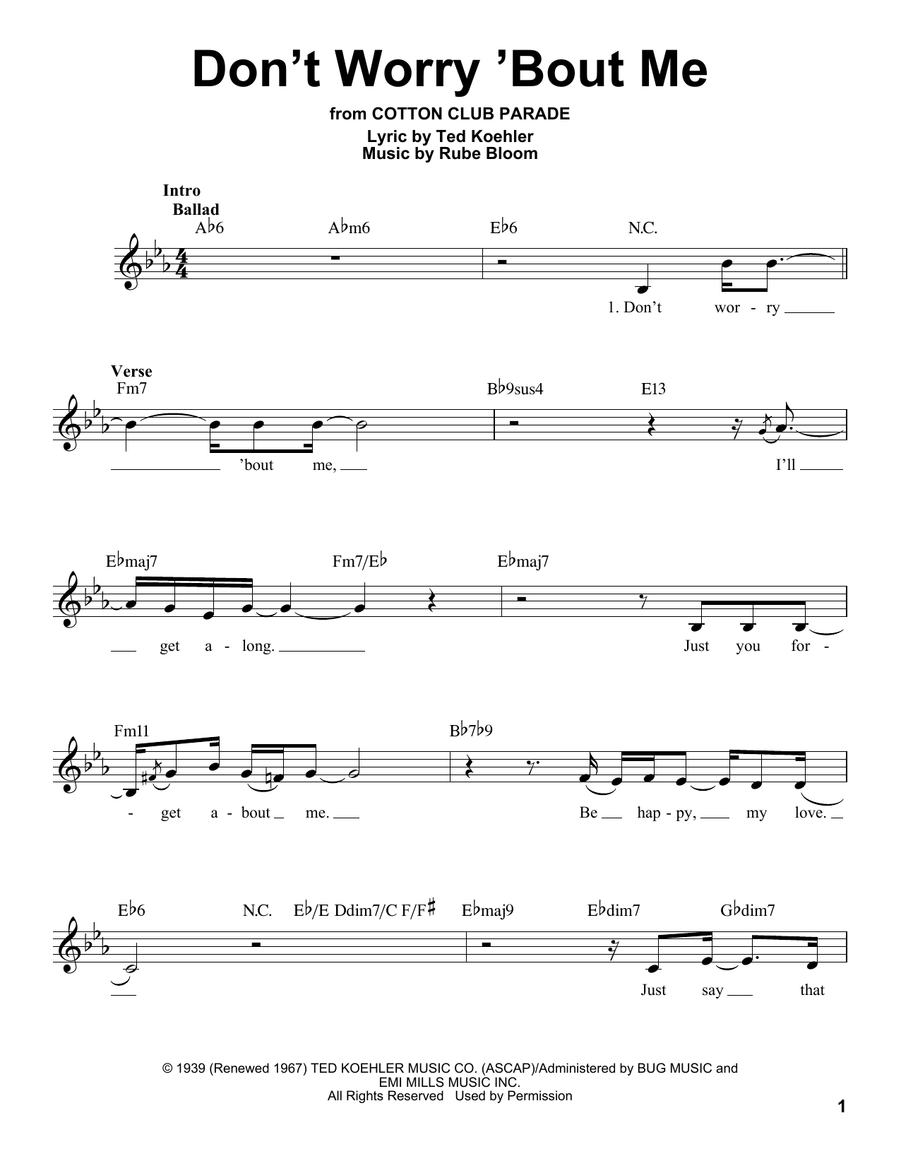 Download Frank Sinatra Don't Worry 'Bout Me Sheet Music