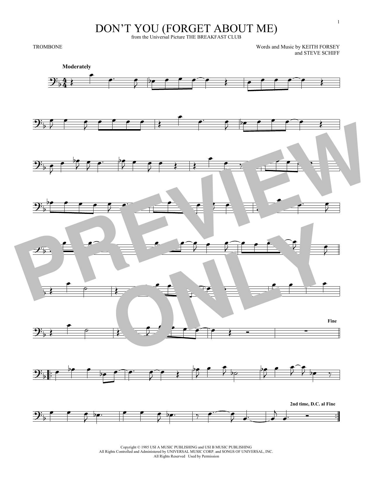 Download Simple Minds Don't You (Forget About Me) Sheet Music