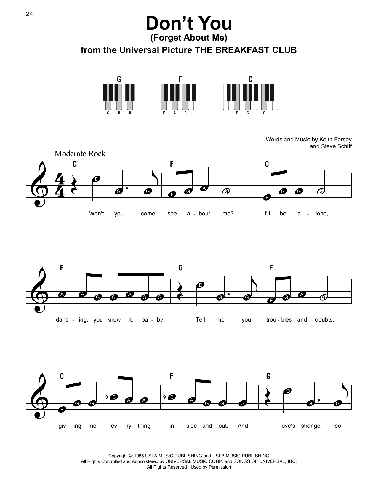 Download Simple Minds Don't You (Forget About Me) Sheet Music