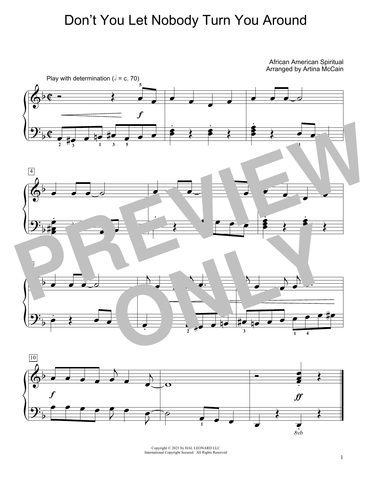 Download African American Spiritual Don't You Let Nobody Turn You Around (a Sheet Music