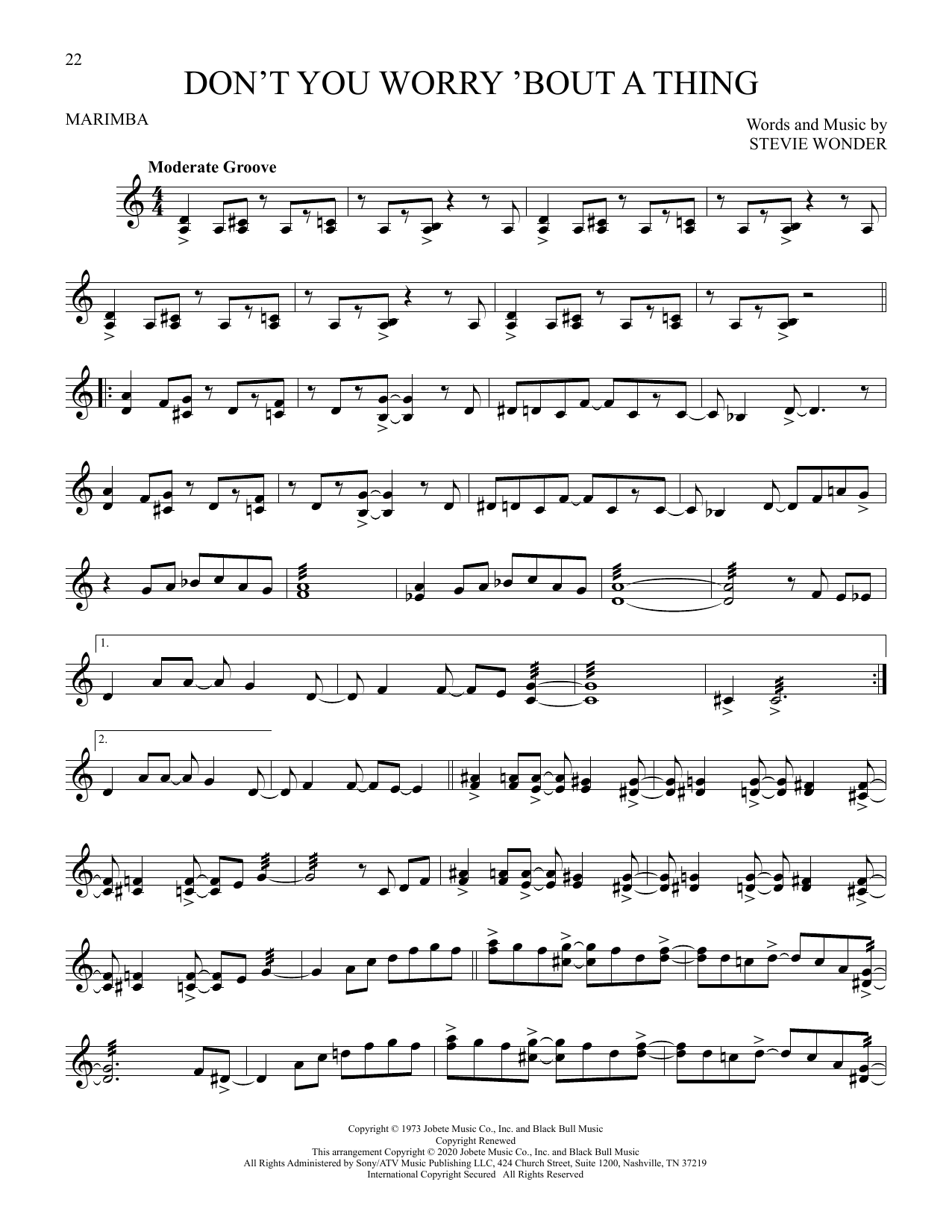 Download Stevie Wonder Don't You Worry 'Bout A Thing Sheet Music