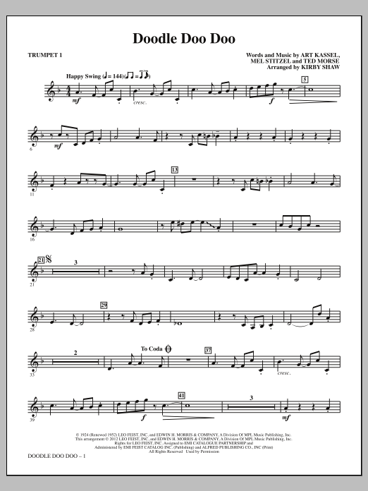 Download Kirby Shaw Doodle Doo Doo - Bb Trumpet 1 Sheet Music