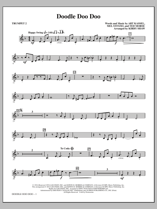 Download Kirby Shaw Doodle Doo Doo - Bb Trumpet 2 Sheet Music