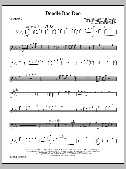 Download Kirby Shaw Doodle Doo Doo - Trombone Sheet Music