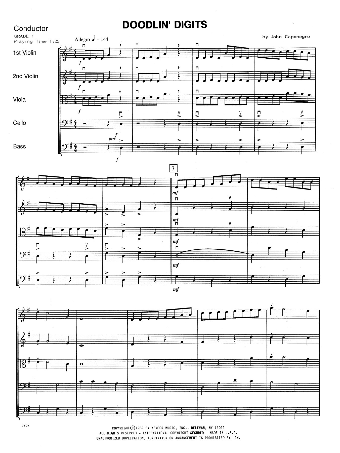 Download John Caponegro Doodlin' Digits - Full Score Sheet Music