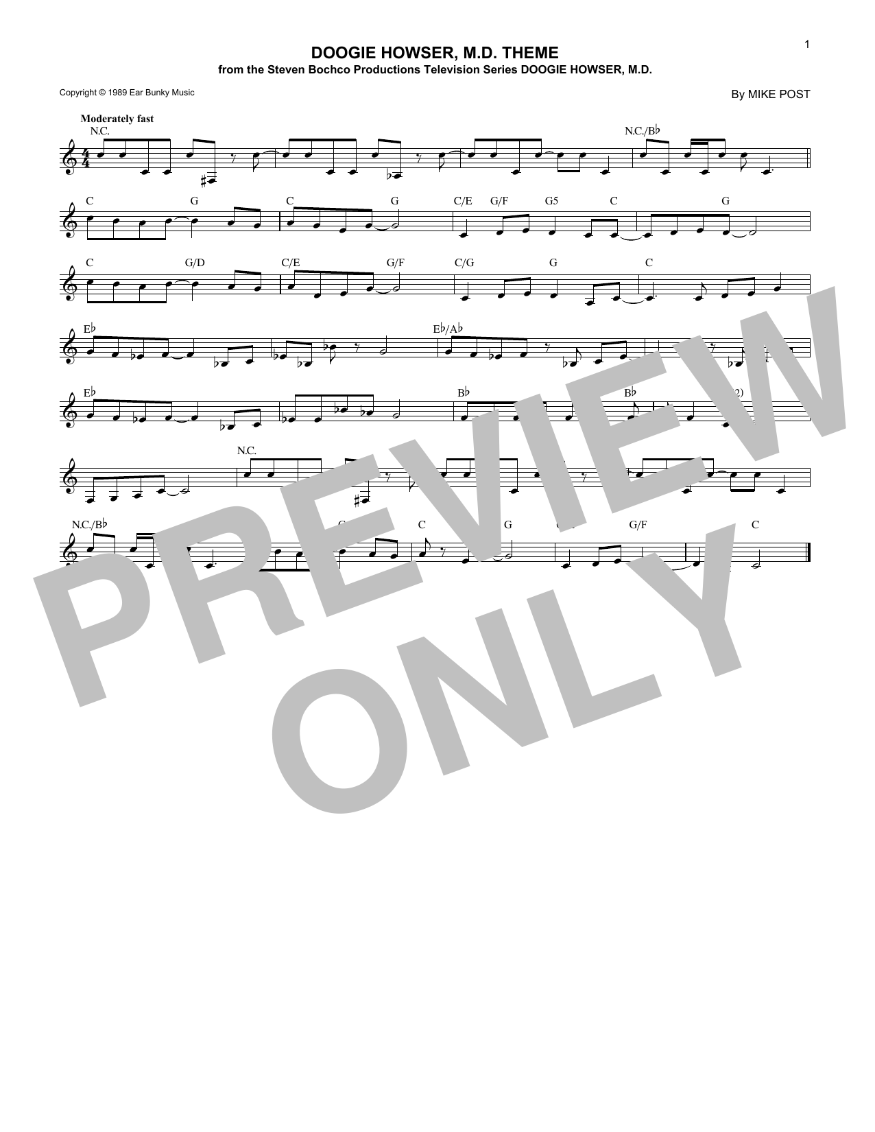 Download Mike Post Doogie Howser, M.D. Theme Sheet Music