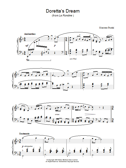 Download Giacomo Puccini Doretta's Dream (from La Rondine) Sheet Music