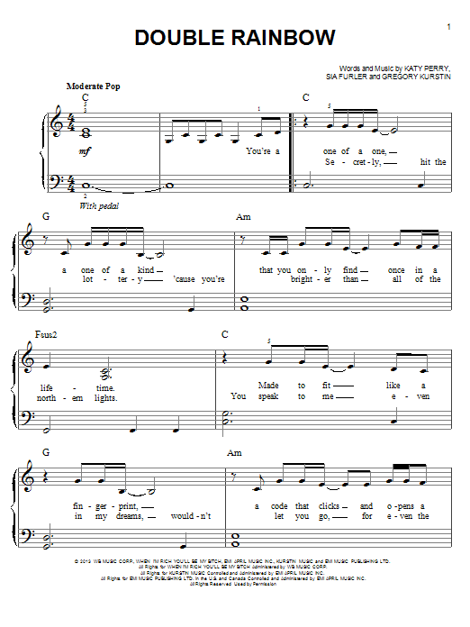 Download Katy Perry Double Rainbow Sheet Music