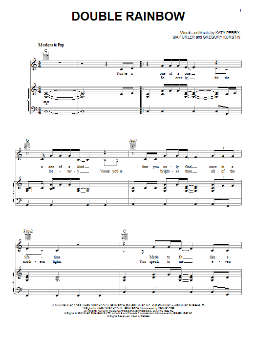Download Katy Perry Double Rainbow Sheet Music