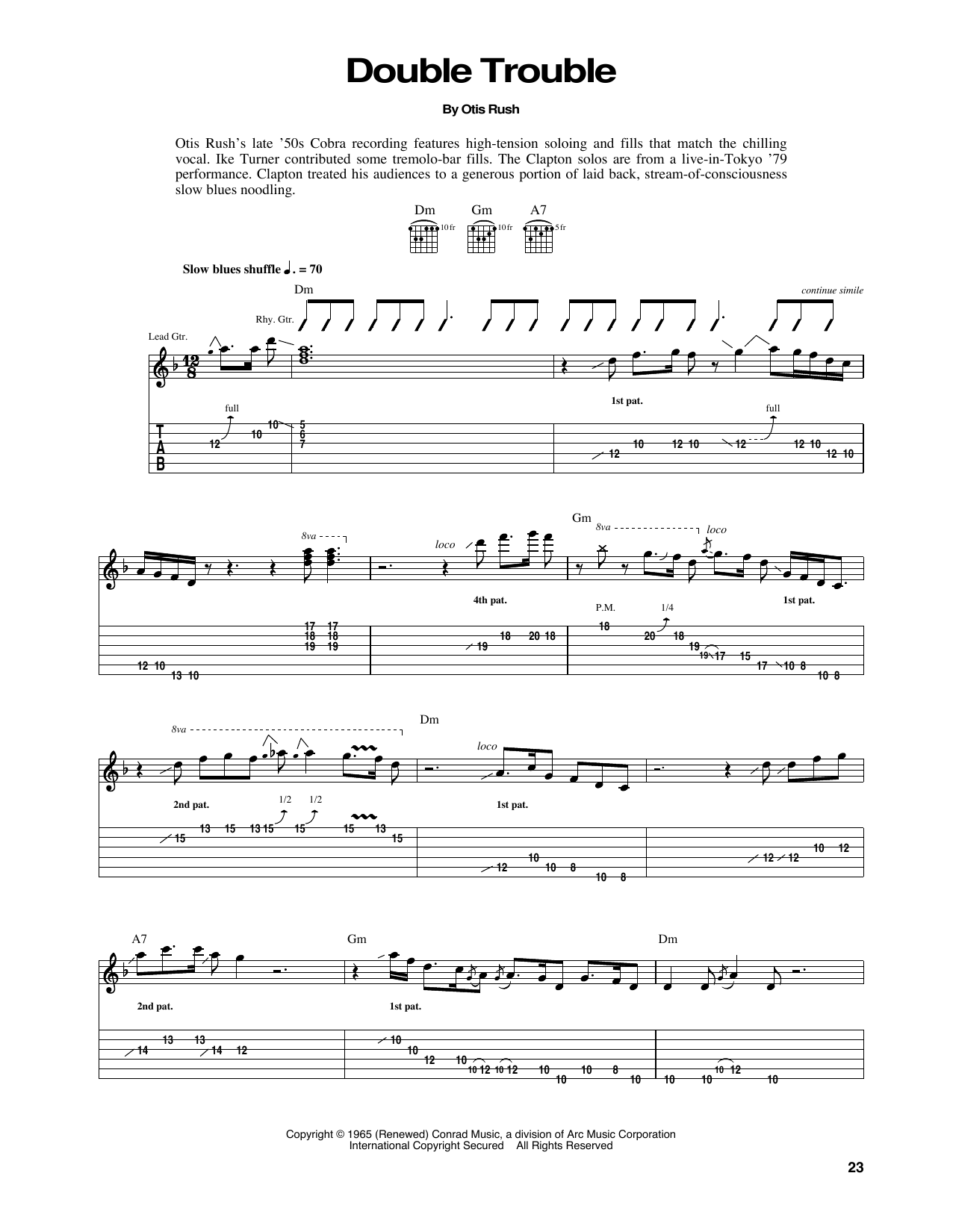 Download Eric Clapton Double Trouble Sheet Music