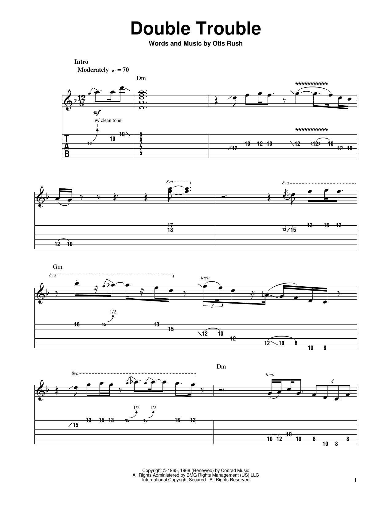 Download Eric Clapton Double Trouble Sheet Music