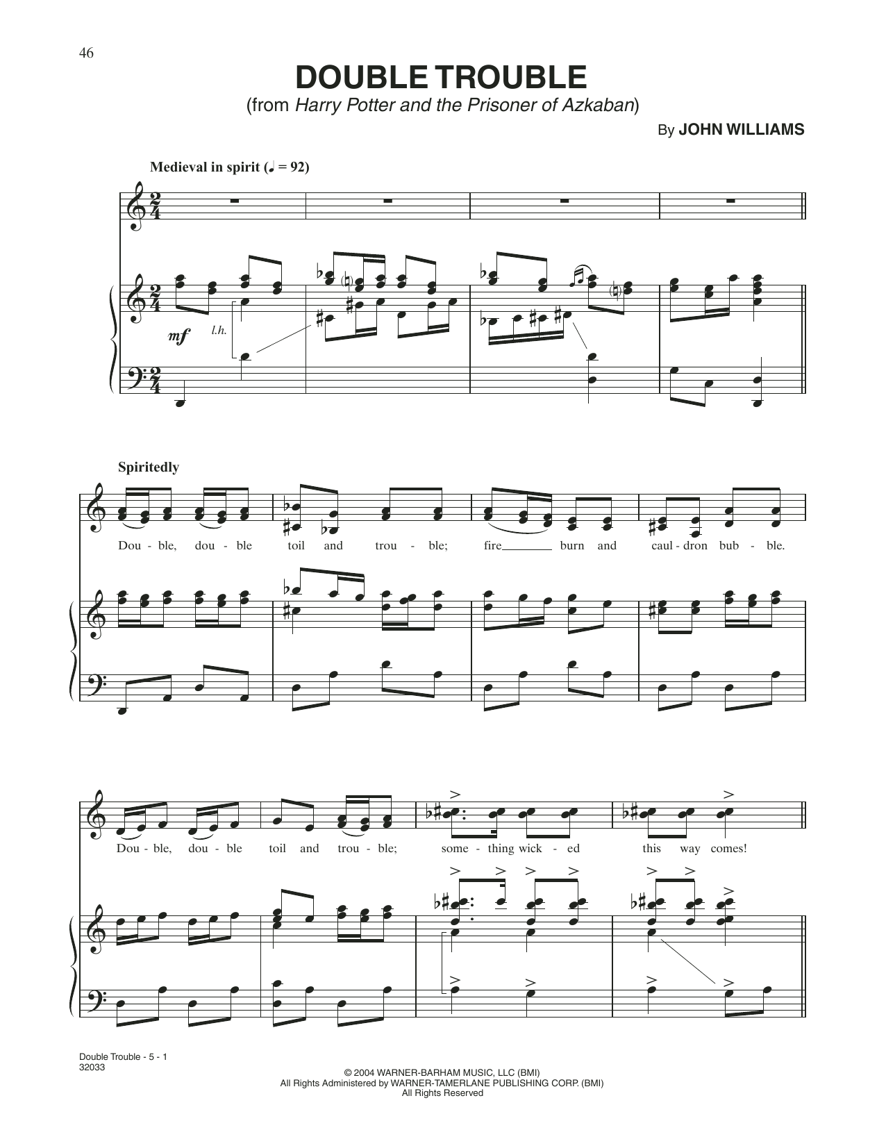 Download John Williams Double Trouble (from Harry Potter) Sheet Music