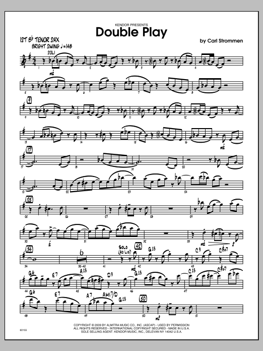Download Carl Strommen Double Play - 1st Bb Tenor Saxophone Sheet Music