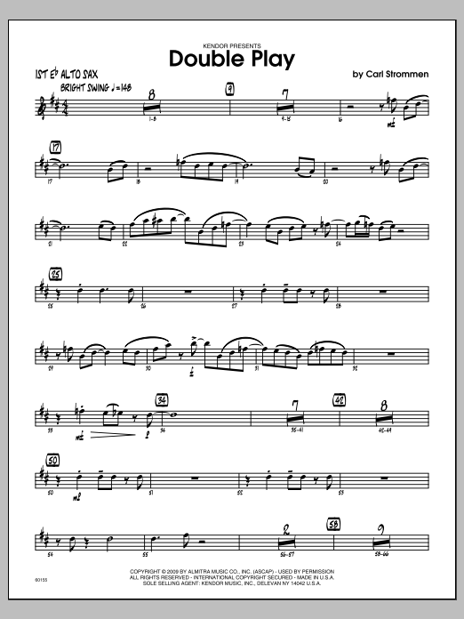 Download Carl Strommen Double Play - 1st Eb Alto Saxophone Sheet Music