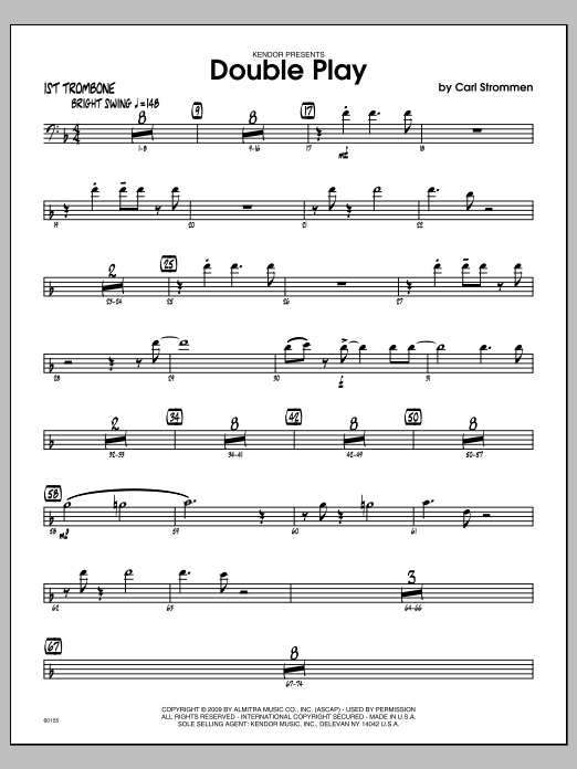 Download Carl Strommen Double Play - 1st Trombone Sheet Music