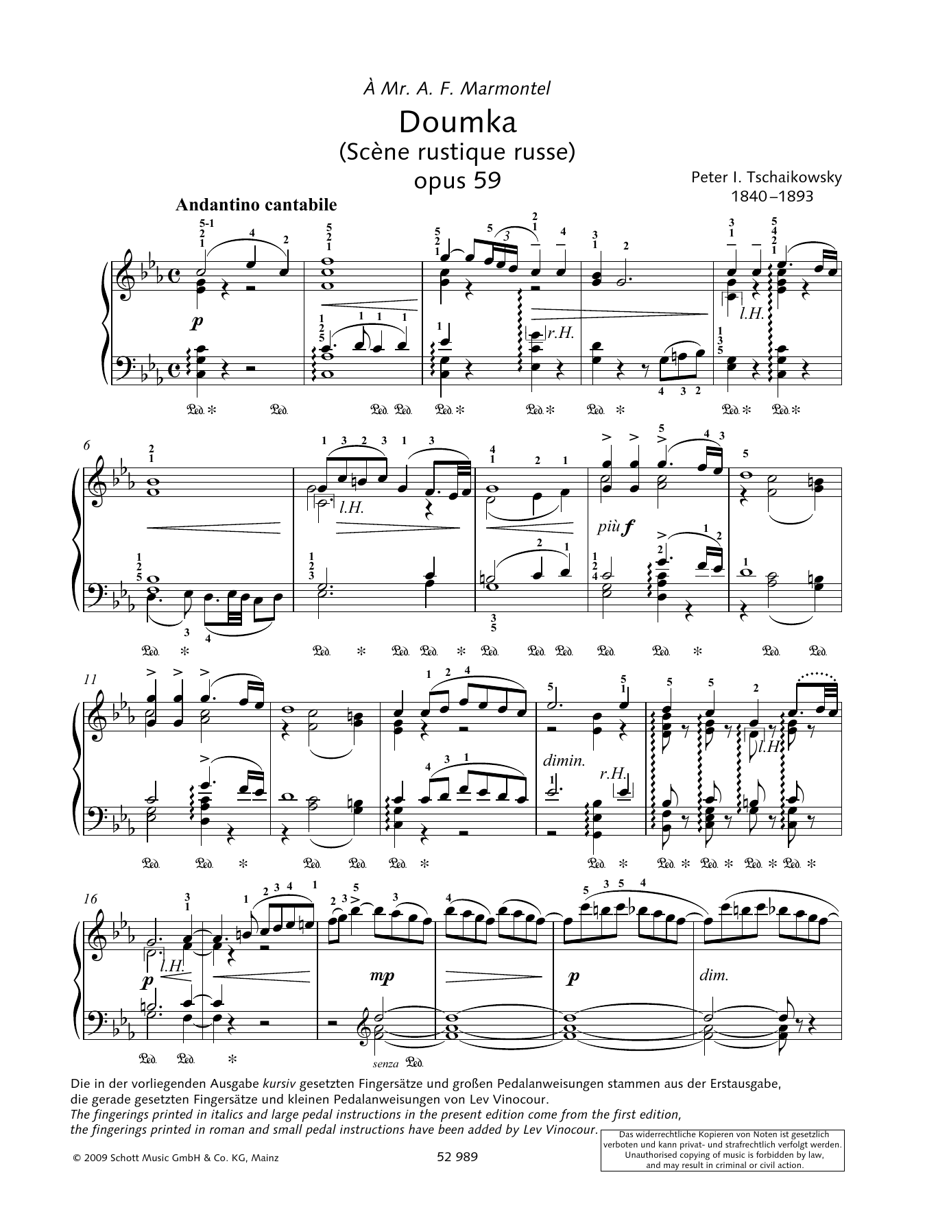 Download Pyotr Il'yich Tchaikovsky Doumka Sheet Music