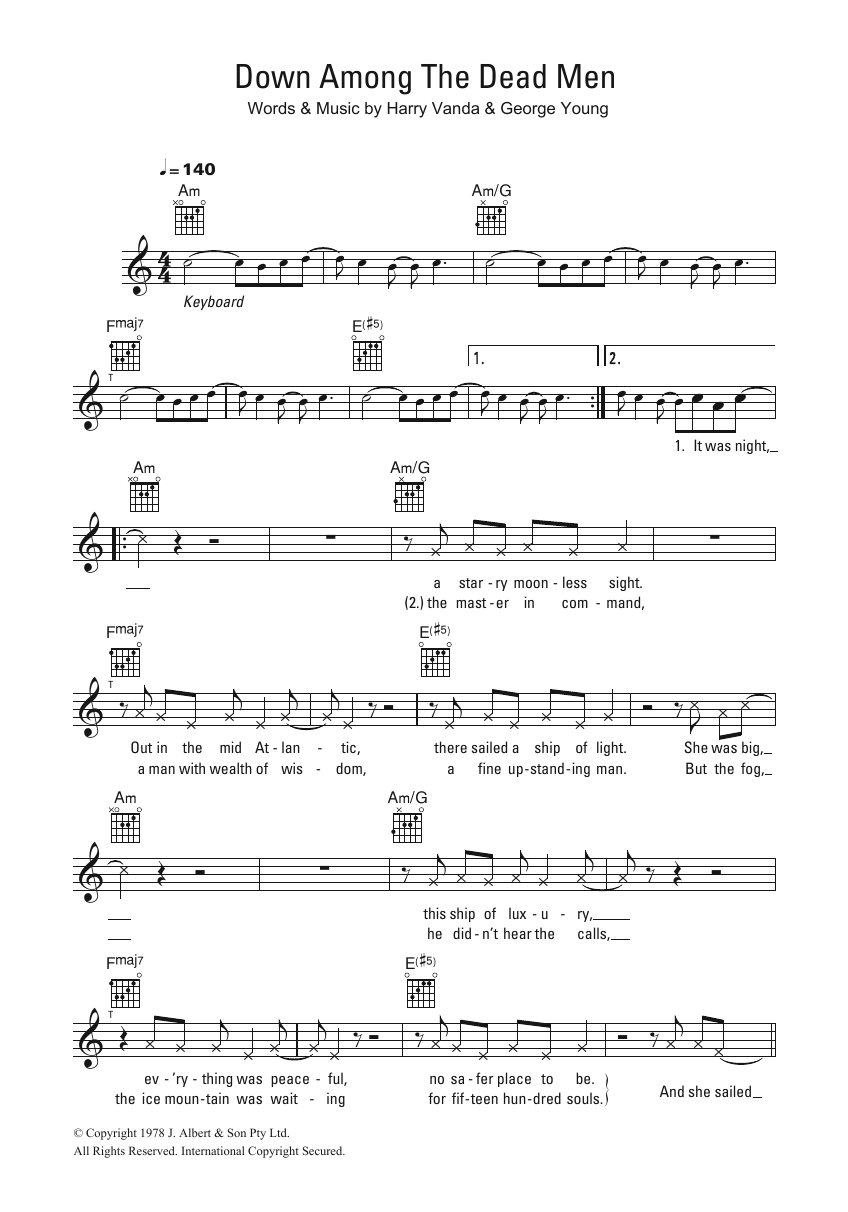 Download Flash And The Pan Down Among The Dead Men Sheet Music