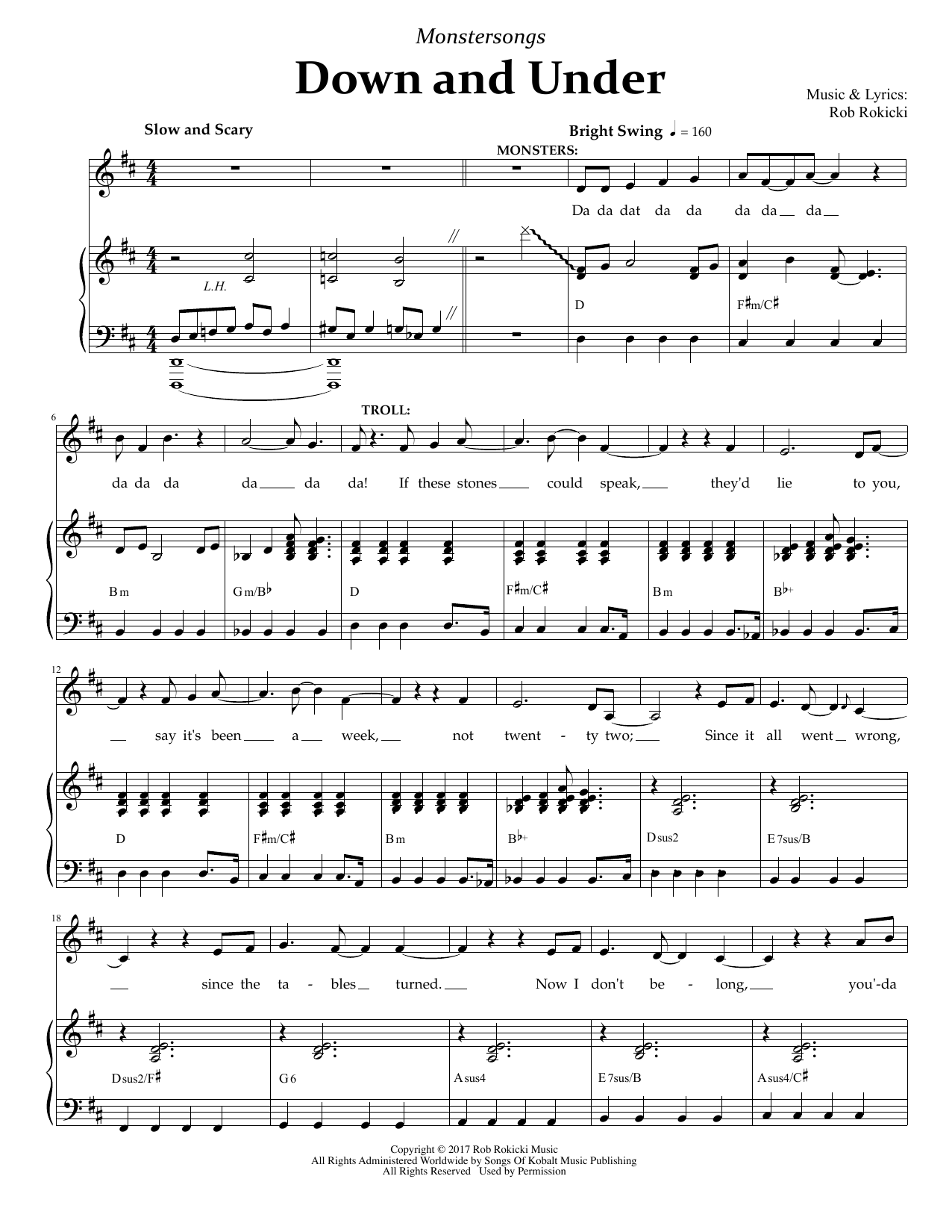 Download Rob Rokicki Down And Under (from Monstersongs) Sheet Music