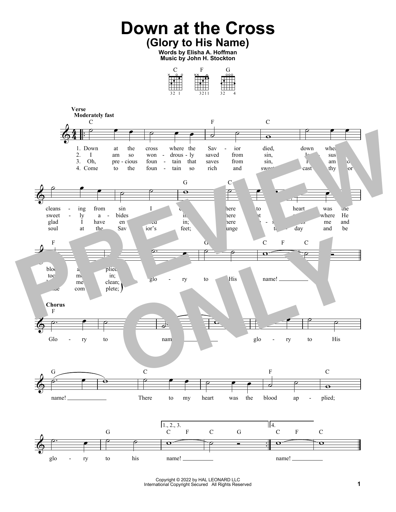 Download John H. Stockton Down At The Cross (Glory To His Name) Sheet Music