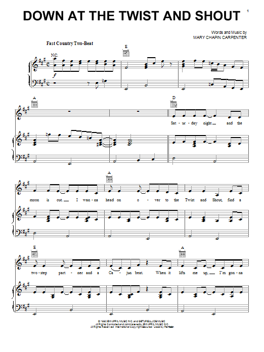 Download Mary Chapin Carpenter Down At The Twist And Shout Sheet Music