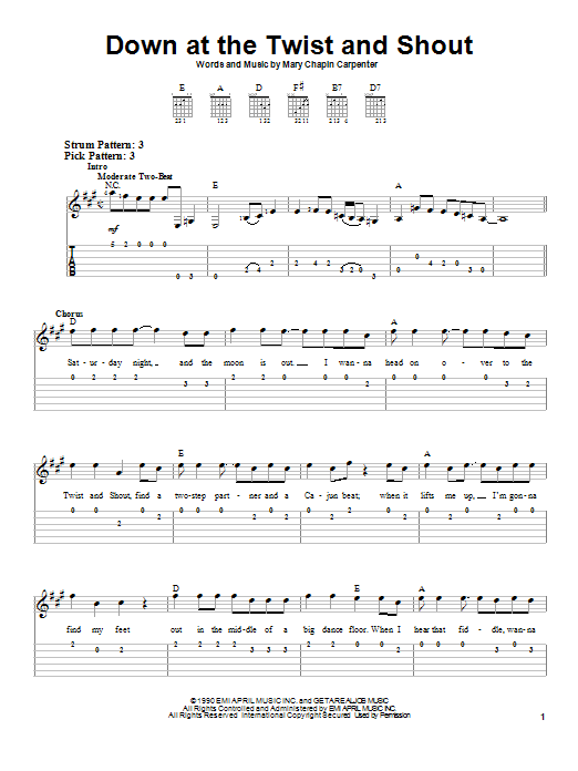 Download Mary Chapin Carpenter Down At The Twist And Shout Sheet Music