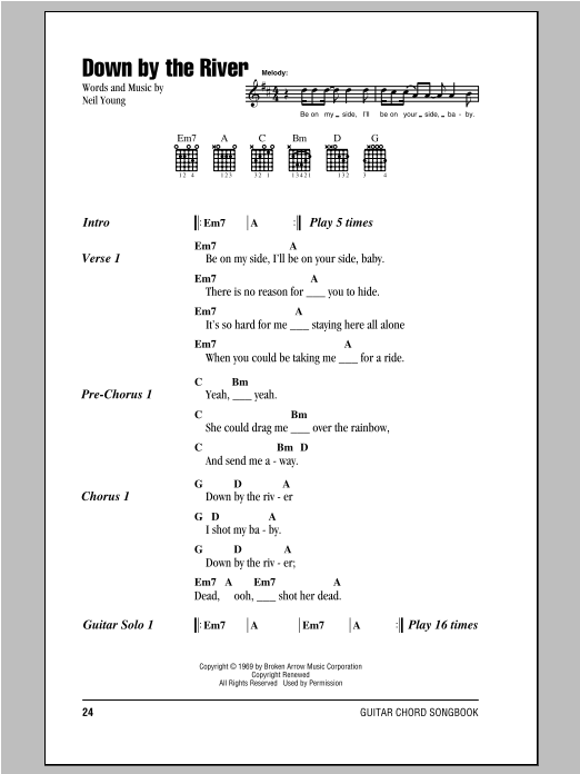 Download Neil Young Down By The River Sheet Music
