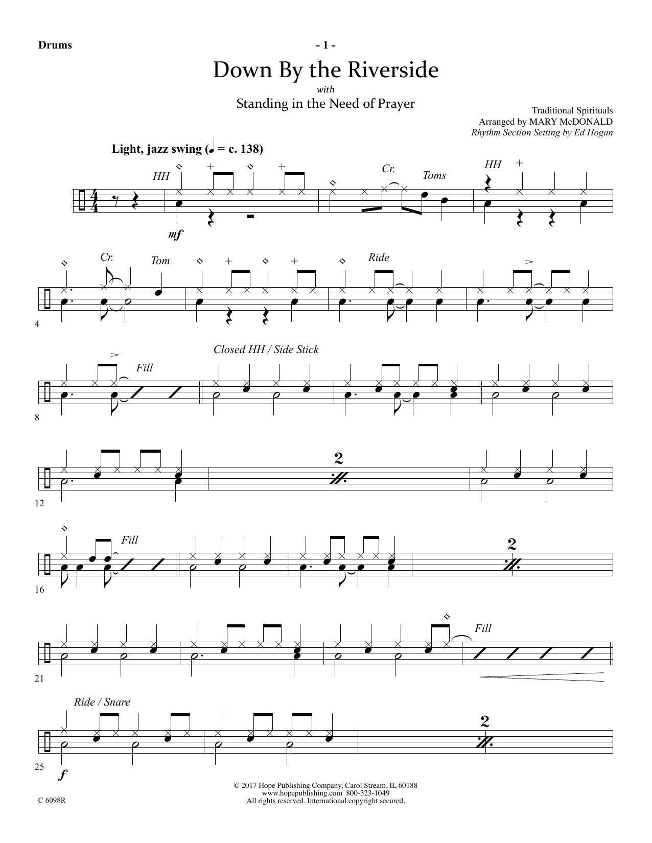 Download Ed Hogan Down by the Riverside - Drums Sheet Music