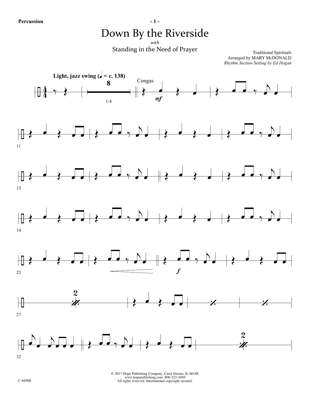 Download Ed Hogan Down by the Riverside - Percussion Sheet Music