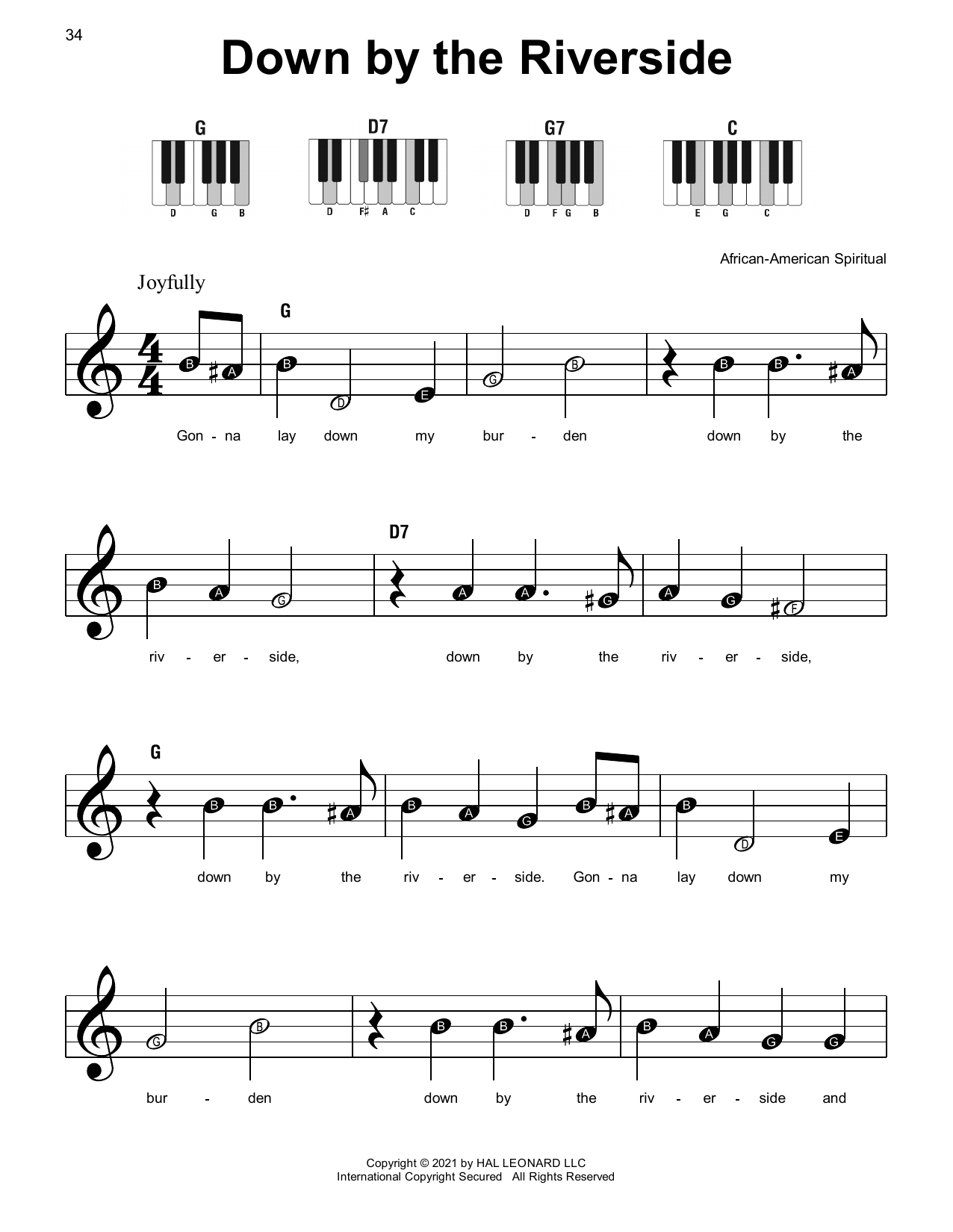Download African American Spiritual Down By The Riverside Sheet Music