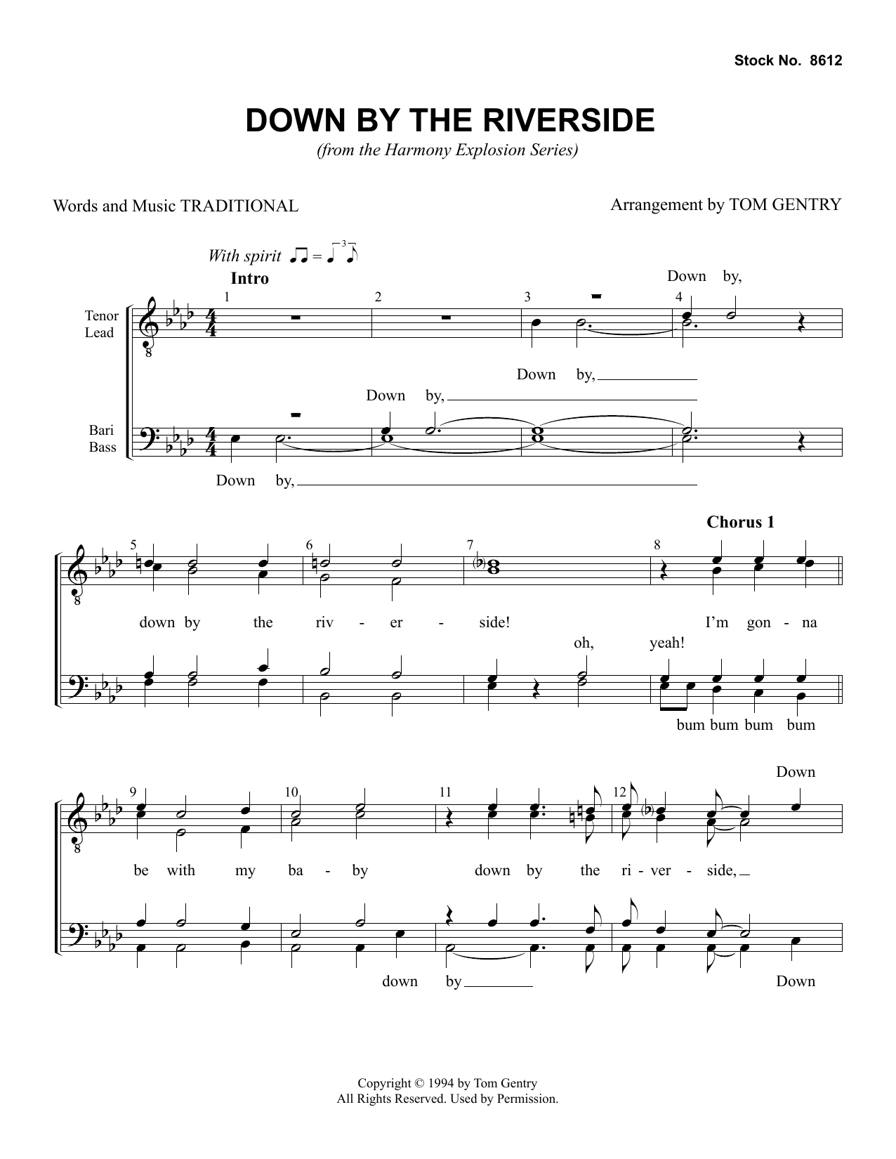 Download Traditional Down By The Riverside (arr. Tom Gentry) Sheet Music