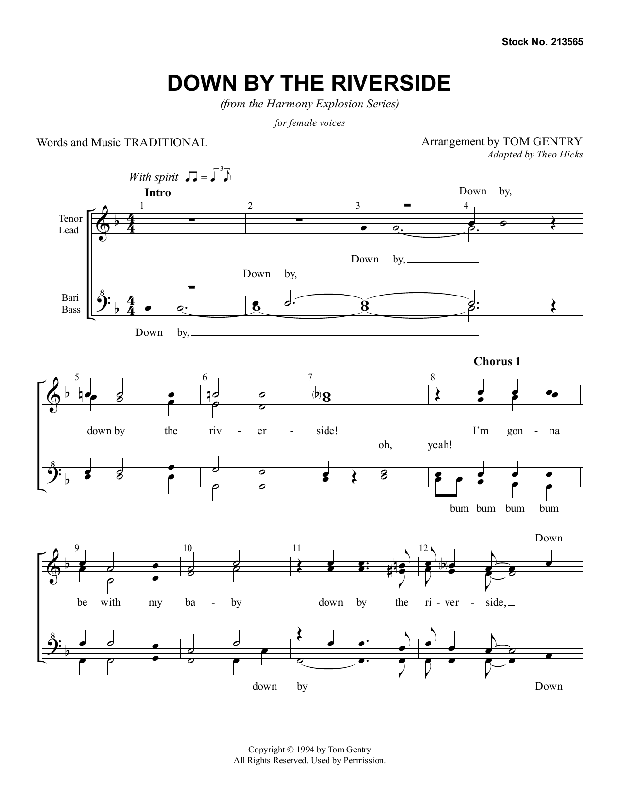 Download Traditional Down By The Riverside (arr. Tom Gentry) Sheet Music