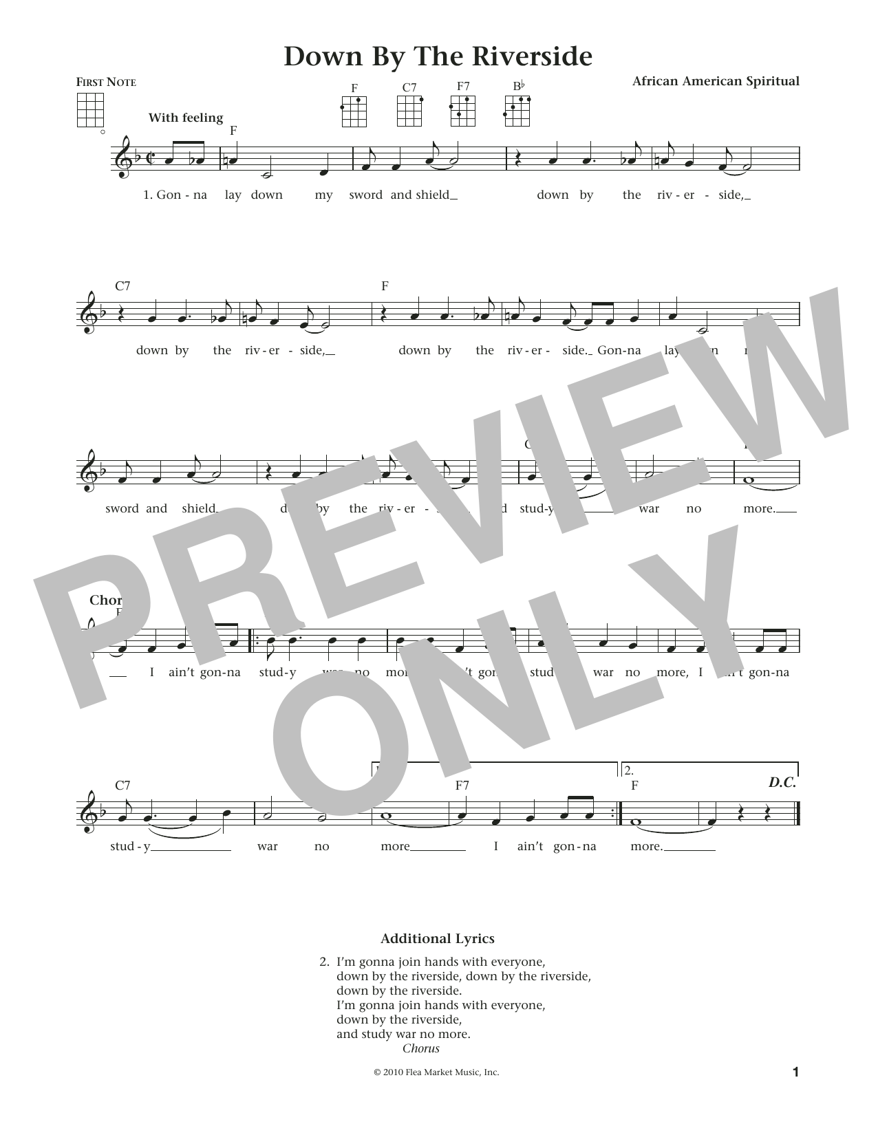 Download African American Spiritual Down By The Riverside (from The Daily U Sheet Music