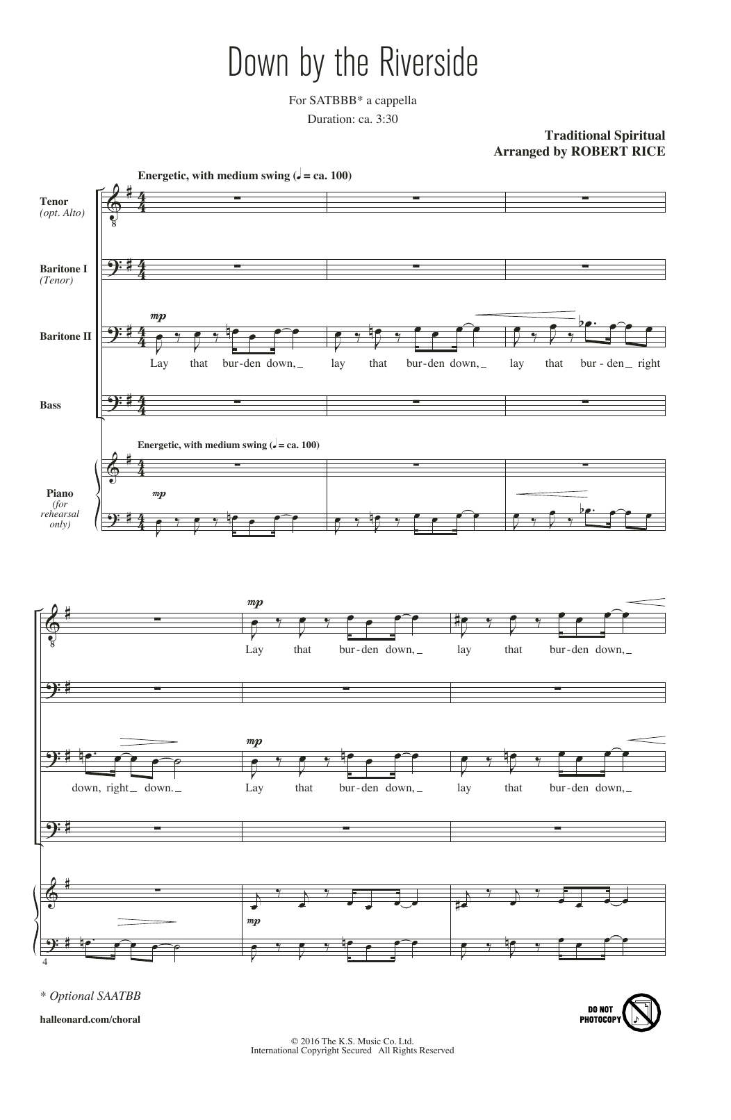 Download Robert Rice Down By The Riverside Sheet Music