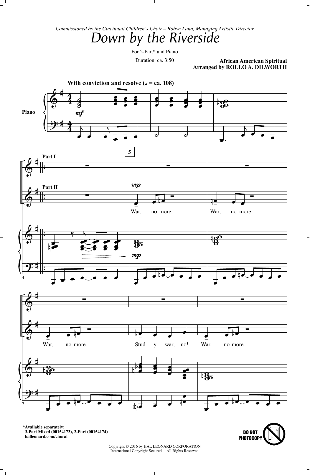 Download African-American Spiritual Down By The Riverside (arr. Rollo Dilwo Sheet Music