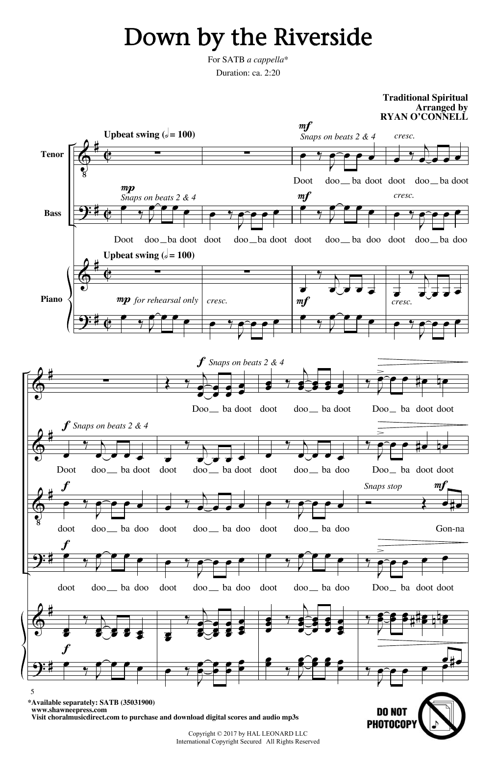 Download Ryan O'Connell Down By The Riverside Sheet Music