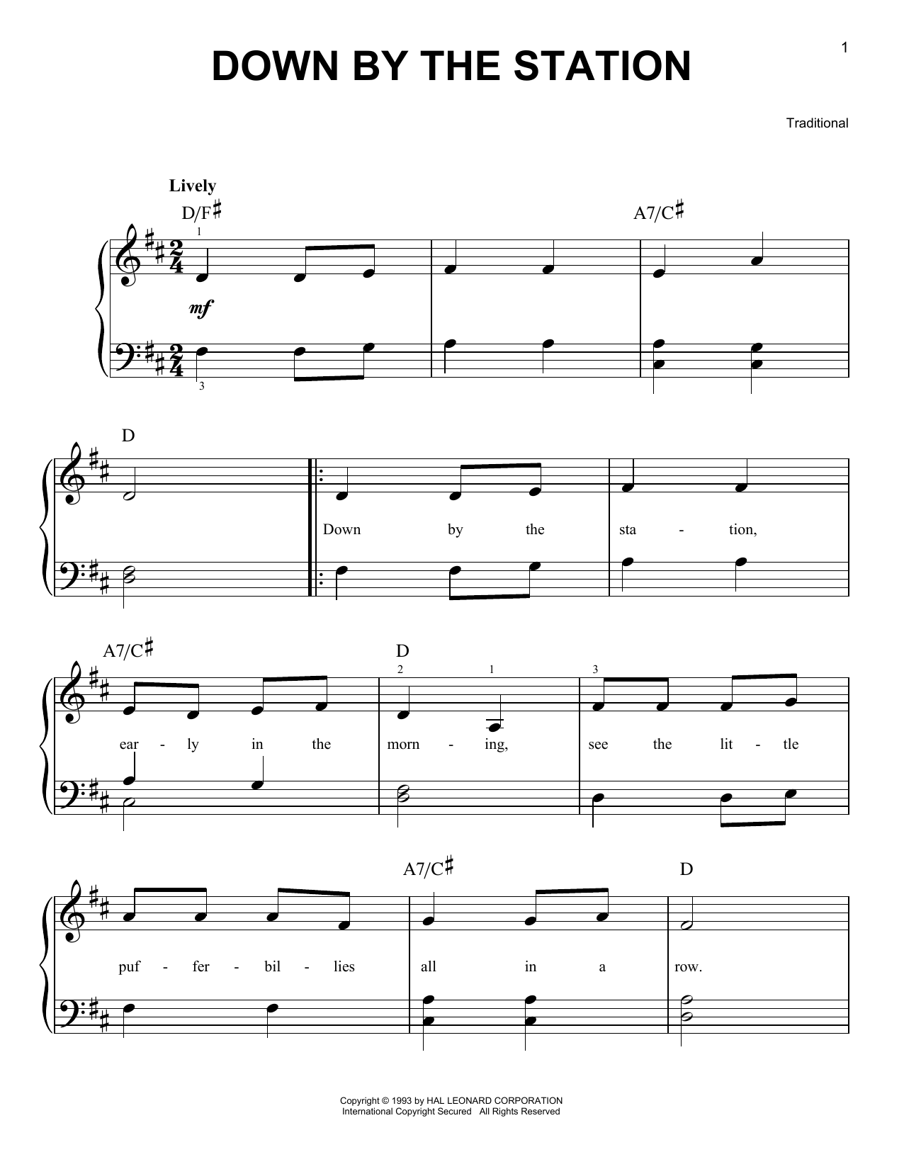 Download Traditional Down By The Station Sheet Music