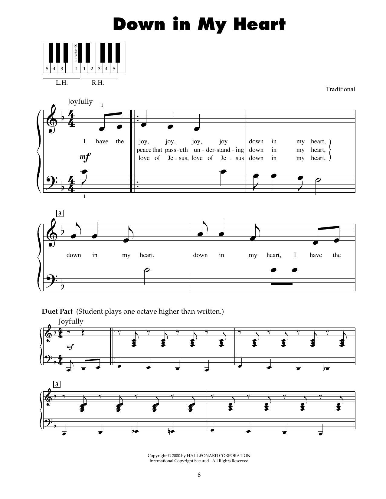 Download Traditional Down In My Heart Sheet Music