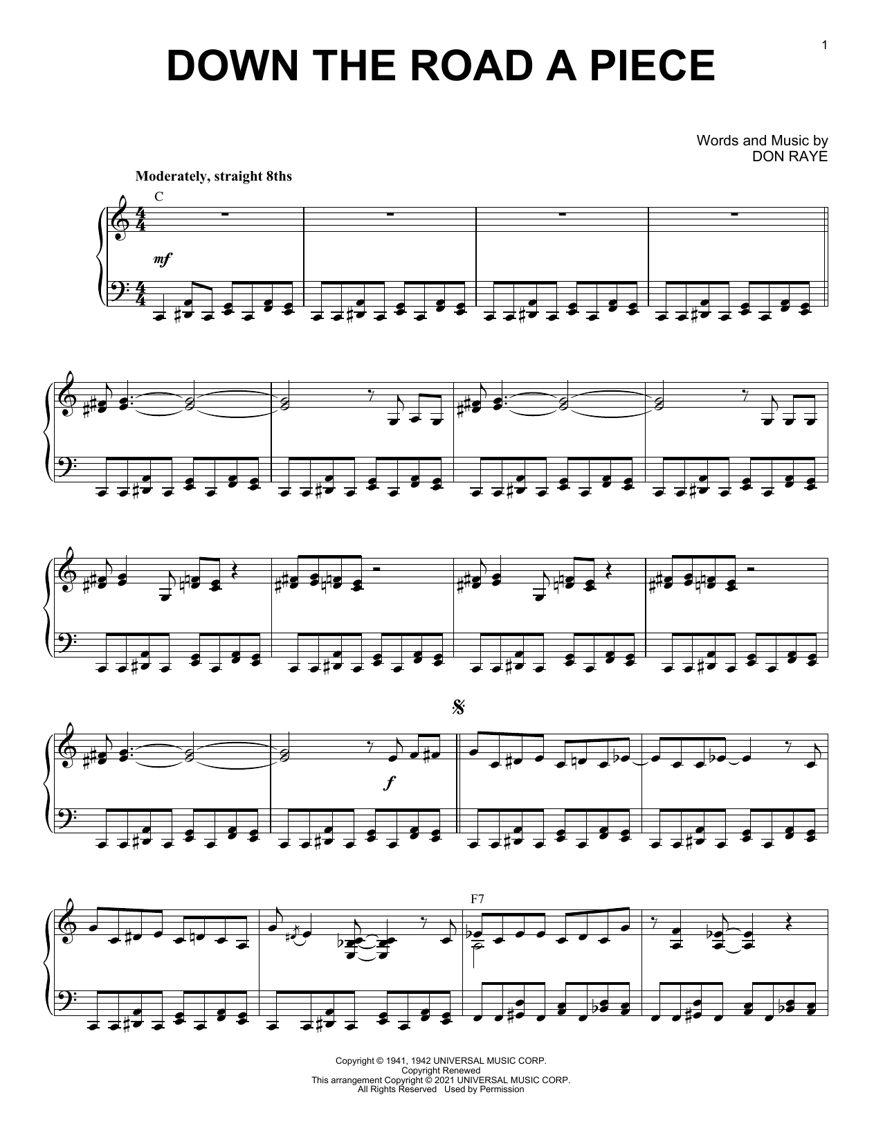 Download Don Raye Down The Road A Piece (arr. Brent Edstr Sheet Music