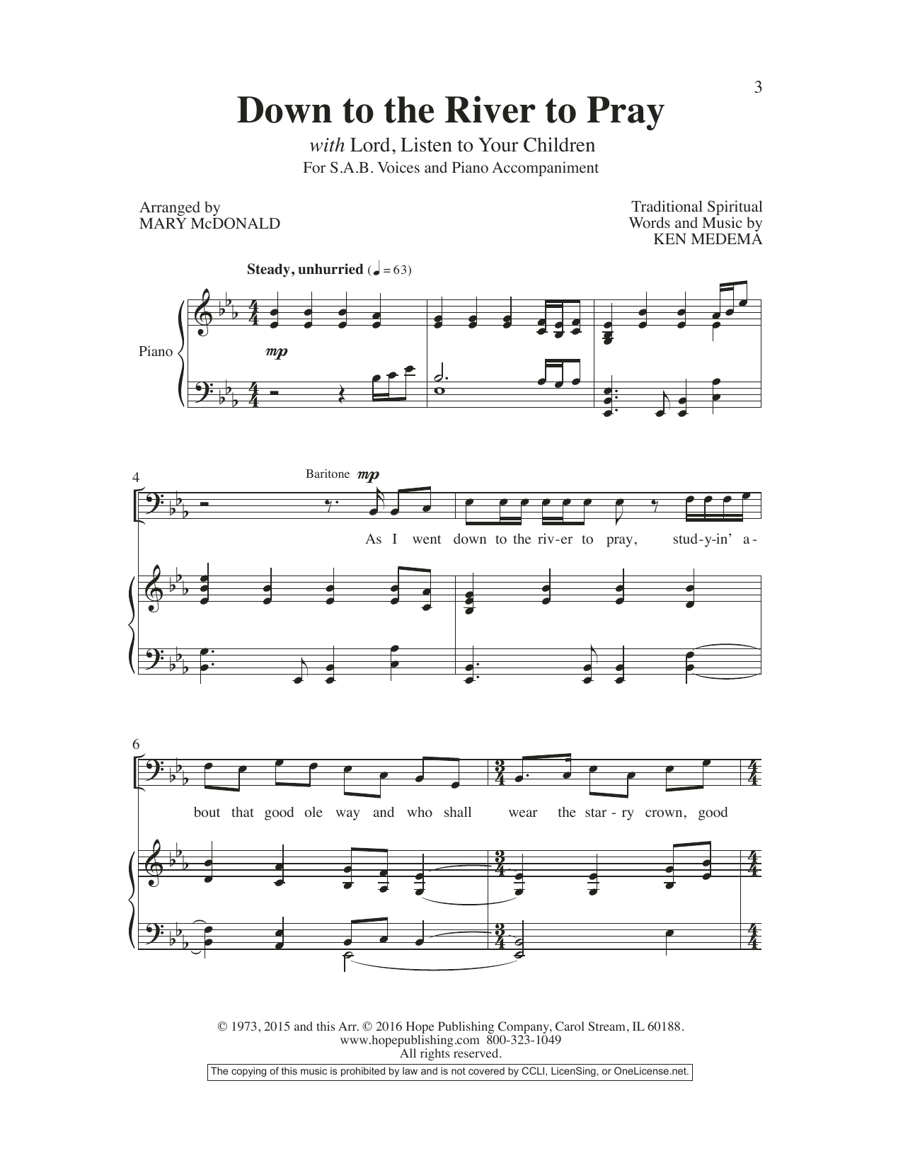 Download Mary McDonald Down to the River to Pray Sheet Music