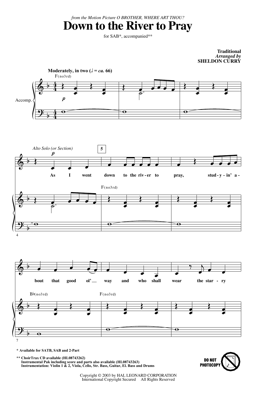 Download Sheldon Curry Down To The River To Pray Sheet Music