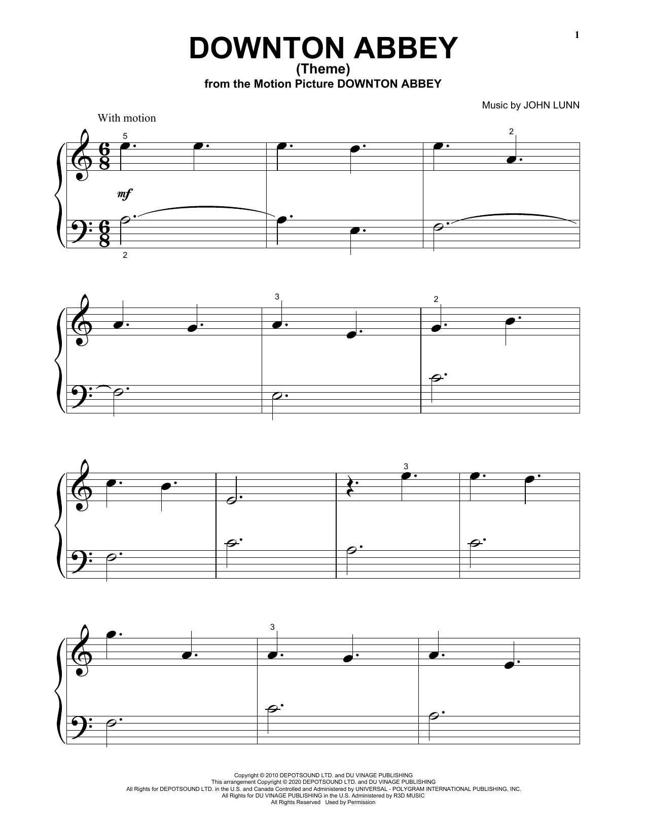 Download John Lunn Downton Abbey (Theme) (from the Motion Sheet Music