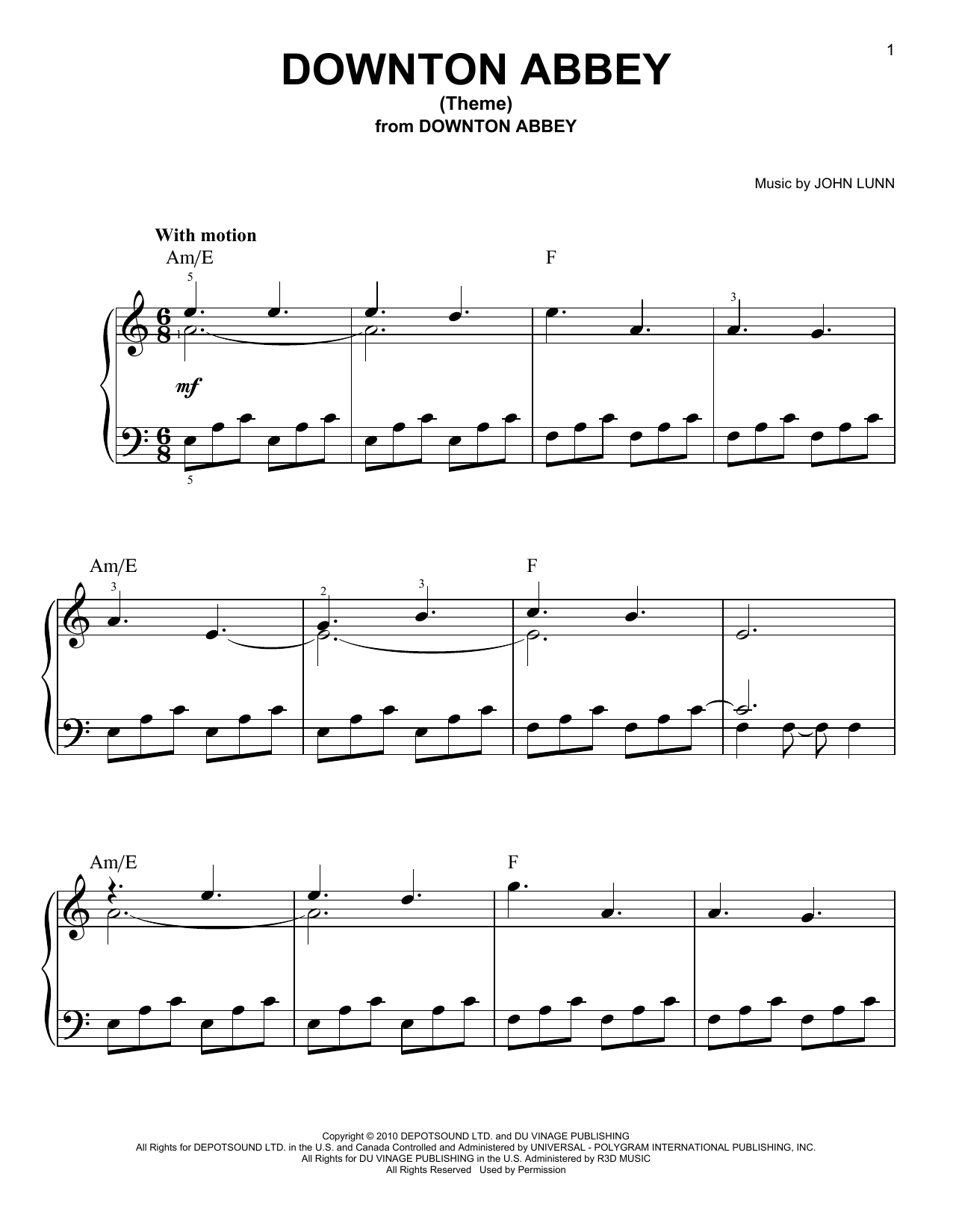 Download John Lunn Downton Abbey (Theme) Sheet Music