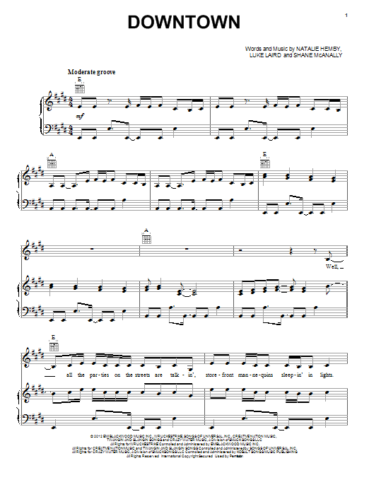 Download Lady Antebellum Downtown Sheet Music