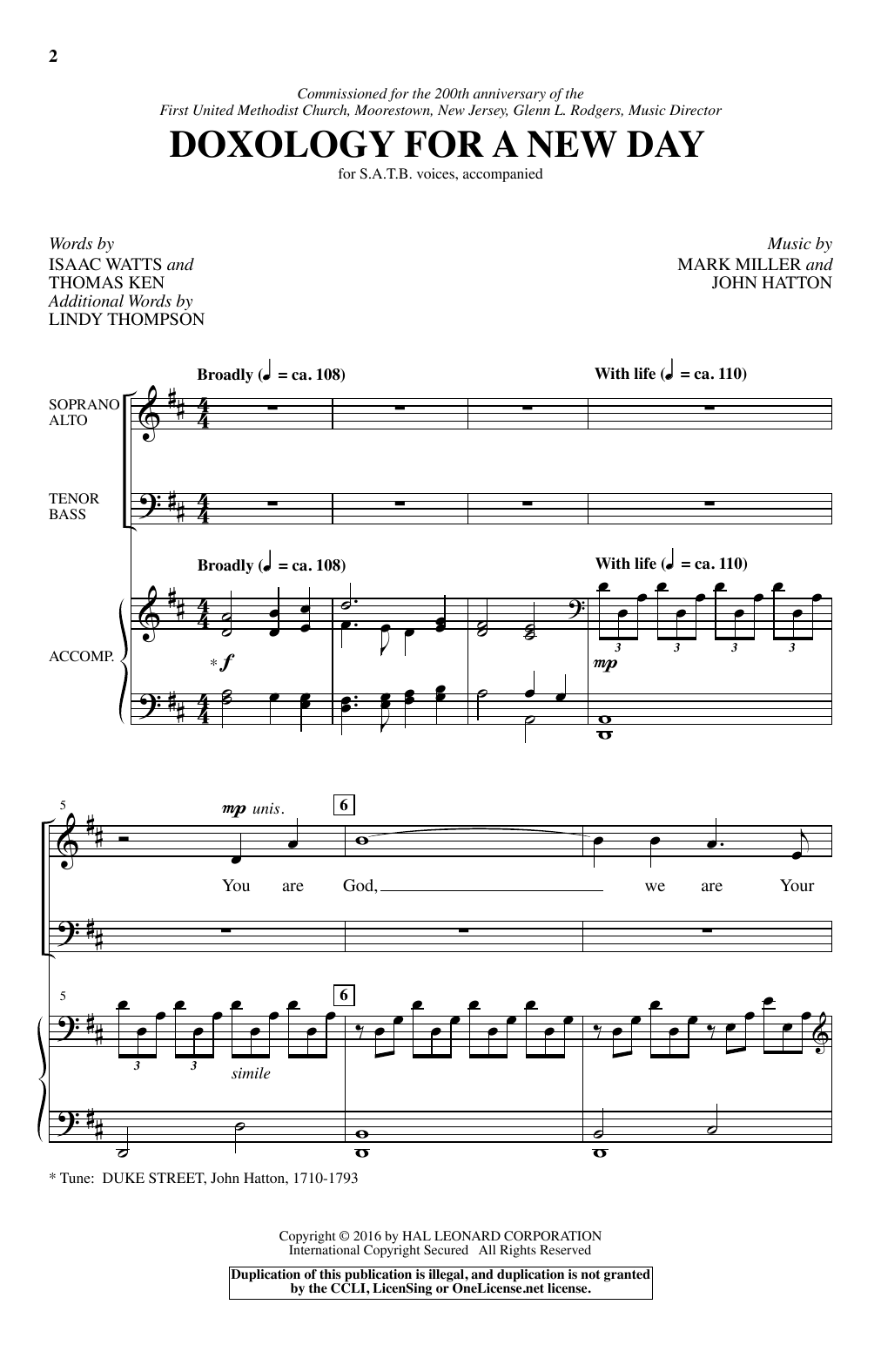 Download Mark Miller Doxology For A New Day Sheet Music