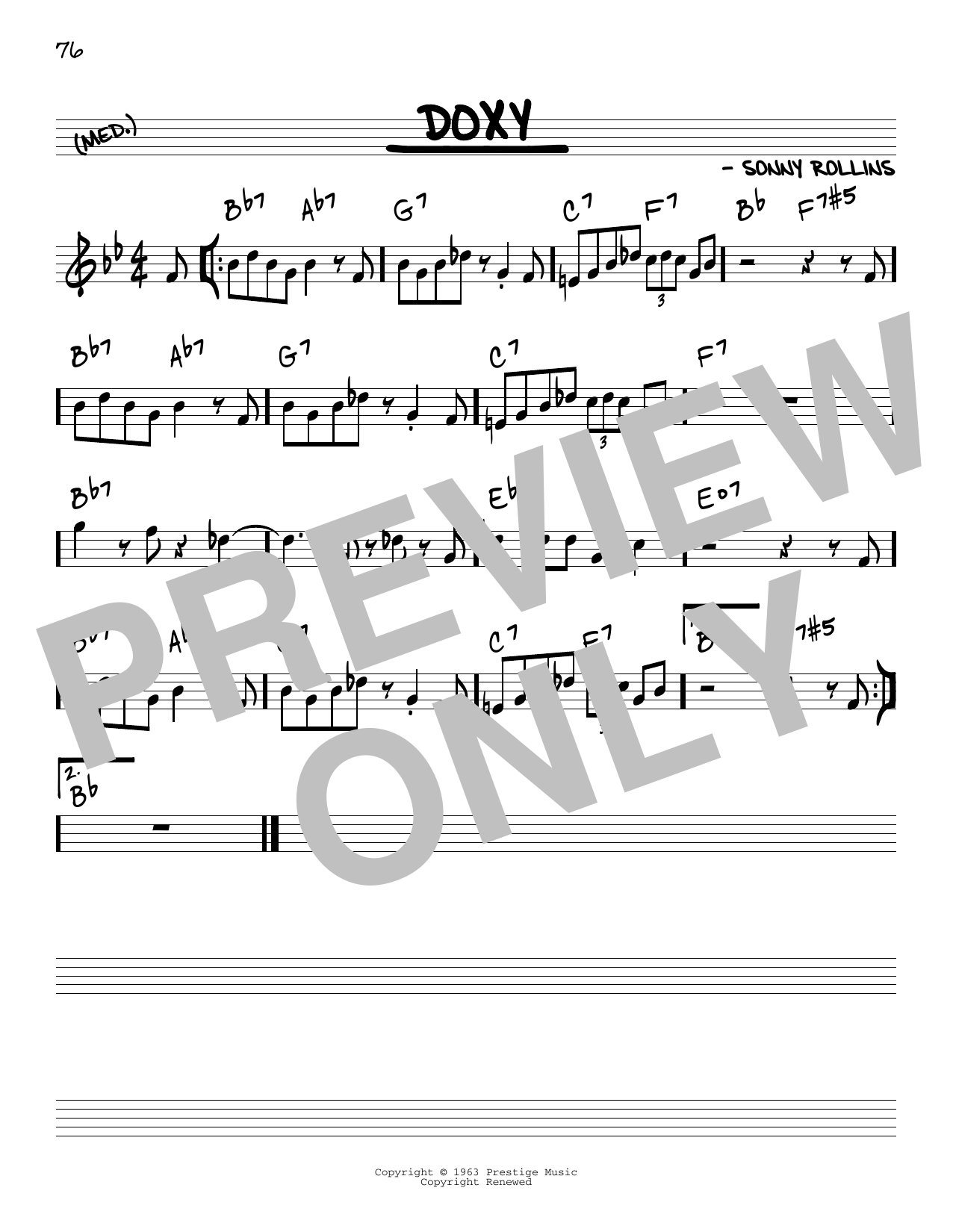 Download Sonny Rollins Doxy Sheet Music