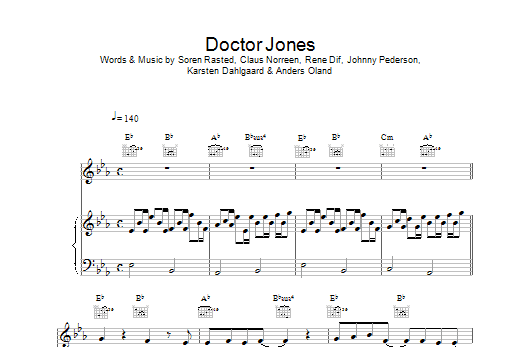 Aqua Doctor Jones sheet music notes printable PDF score