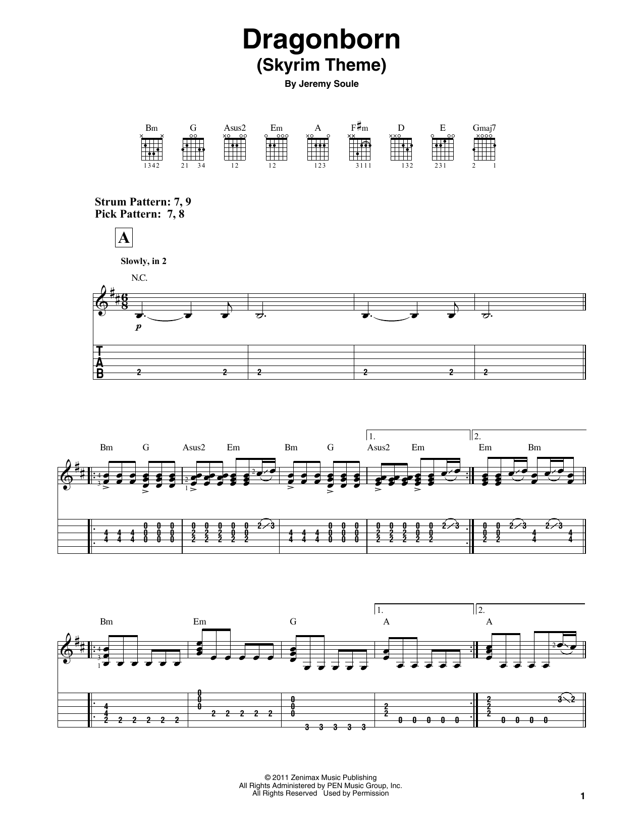 Download Jeremy Soule Dragonborn (Skyrim Theme) Sheet Music