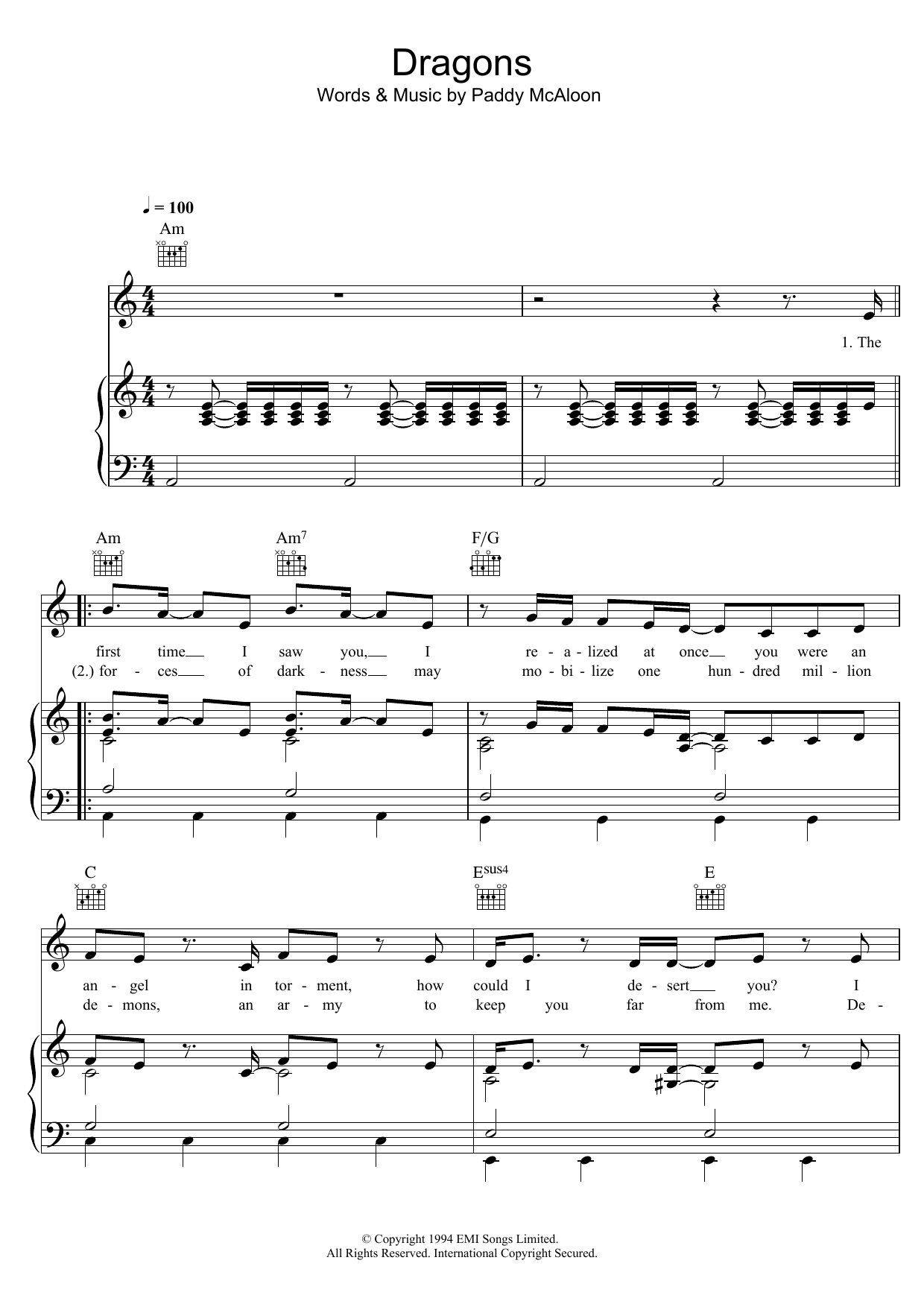 Download Prefab Sprout Dragons Sheet Music